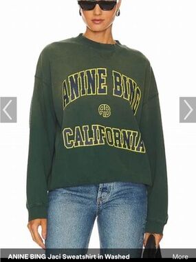 Anine Bing Green Sweatshirt with Yellow Logo